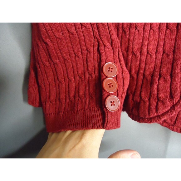 Apt 9 Cardigan Sweater Cable Knit Ship Red Notch Collar Button Front Size 1X New - Picture 5 of 11